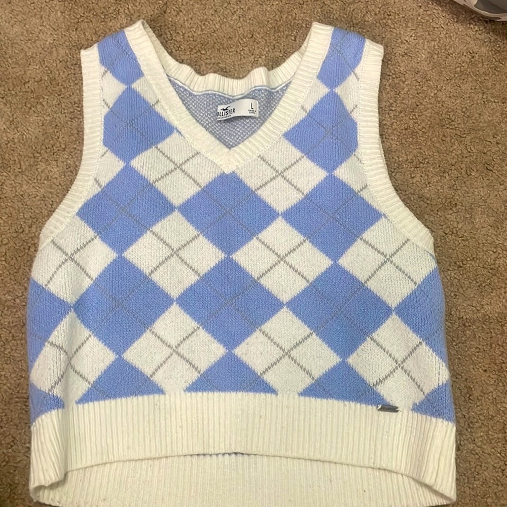 argyle light blue vest